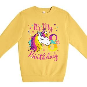 It's My 8th Birthday Unicorn 8 Year Old Giftss N Premium Crewneck Sweatshirt