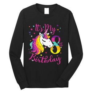 It's My 8th Birthday Unicorn 8 Year Old Giftss N Long Sleeve Shirt