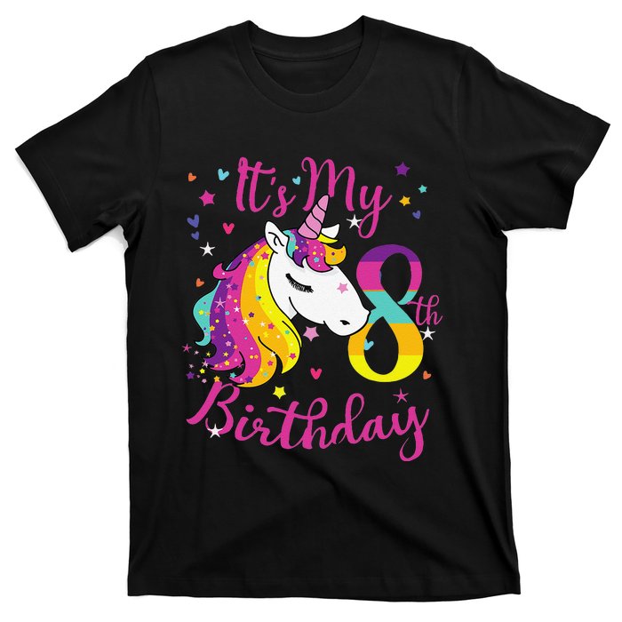 It's My 8th Birthday Unicorn 8 Year Old Giftss N T-Shirt