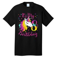 It's My 8th Birthday Unicorn 8 Year Old Giftss N Tall T-Shirt