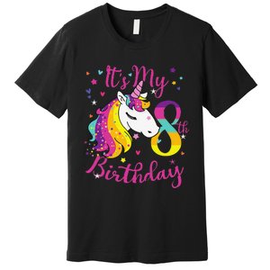 It's My 8th Birthday Unicorn 8 Year Old Giftss N Premium T-Shirt