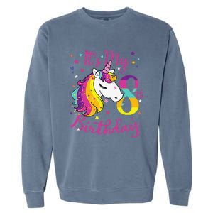 It's My 8th Birthday Unicorn 8 Year Old Giftss N Garment-Dyed Sweatshirt