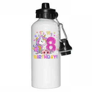 Its My 8th Birthday Unicorn 8 Years Old Gifts Ns Aluminum Water Bottle