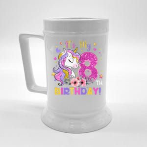 Its My 8th Birthday Unicorn 8 Years Old Gifts Ns Beer Stein