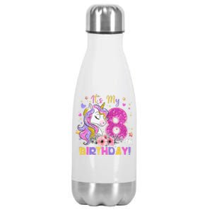 Its My 8th Birthday Unicorn 8 Years Old Gifts Ns Stainless Steel Insulated Water Bottle