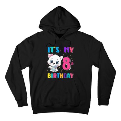 Its My 8th Birthday Girl Funny Cat Birthday 8 Year Old Hoodie