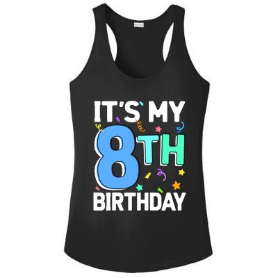 ItS My 8th Birthday 8 Eight Happy Birthday Boy Or Girl Ladies PosiCharge Competitor Racerback Tank