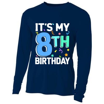 ItS My 8th Birthday 8 Eight Happy Birthday Boy Or Girl Cooling Performance Long Sleeve Crew