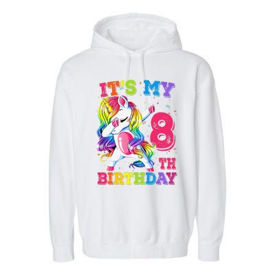 Its My 8 Birthday Unicorn Outfits For Cute Garment-Dyed Fleece Hoodie