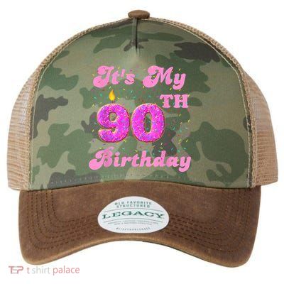 It's My 90th Birthday Donut 90 Years Old Bday Legacy Tie Dye Trucker Hat