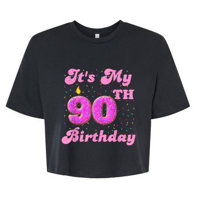 It's My 90th Birthday Donut 90 Years Old Bday Bella+Canvas Jersey Crop Tee