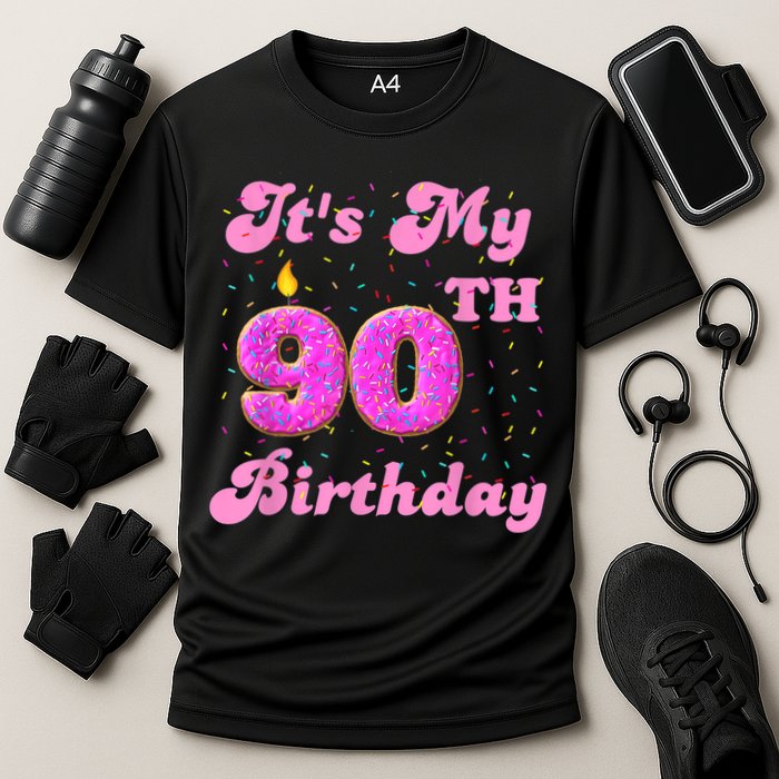 It's My 90th Birthday Donut 90 Years Old Bday Cooling Performance Crew T-Shirt