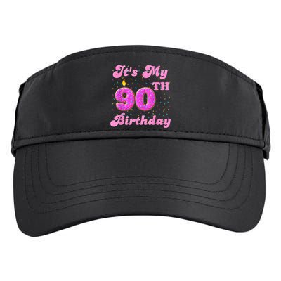 It's My 90th Birthday Donut 90 Years Old Bday Adult Drive Performance Visor