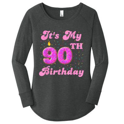 It's My 90th Birthday Donut 90 Years Old Bday Women's Perfect Tri Tunic Long Sleeve Shirt