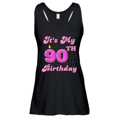 It's My 90th Birthday Donut 90 Years Old Bday Ladies Essential Flowy Tank