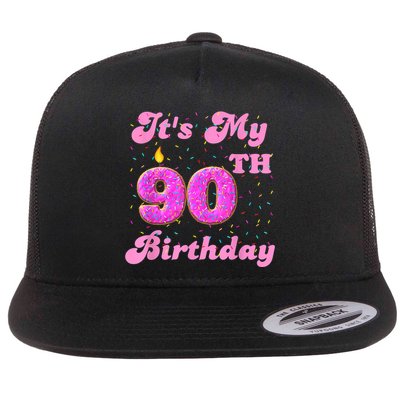 It's My 90th Birthday Donut 90 Years Old Bday Flatbill Hat