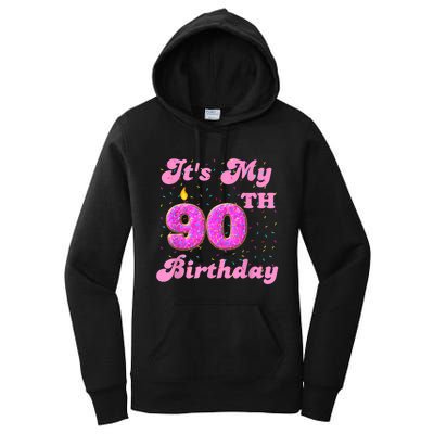 It's My 90th Birthday Donut 90 Years Old Bday Women's Pullover Hoodie