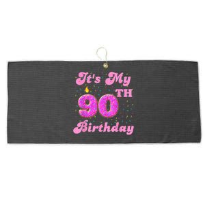 It's My 90th Birthday Donut 90 Years Old Bday Large Microfiber Waffle Golf Towel