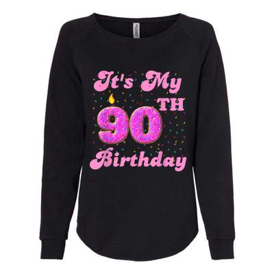 It's My 90th Birthday Donut 90 Years Old Bday Womens California Wash Sweatshirt