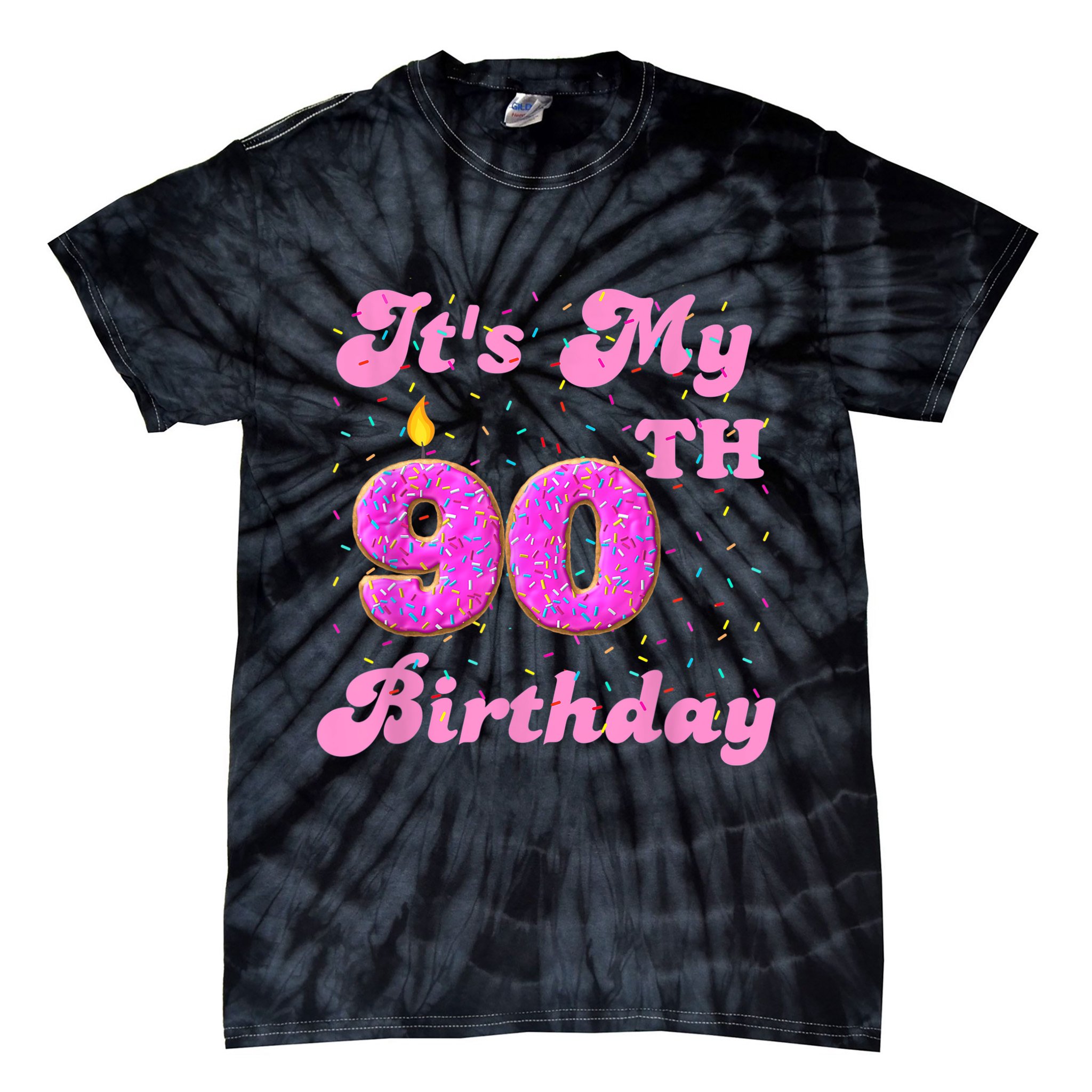 It's My 90th Birthday Donut 90 Years Old Bday Tie-Dye T-Shirt