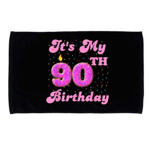 It's My 90th Birthday Donut 90 Years Old Bday Microfiber Hand Towel