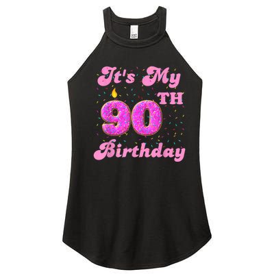 It's My 90th Birthday Donut 90 Years Old Bday Women’s Perfect Tri Rocker Tank