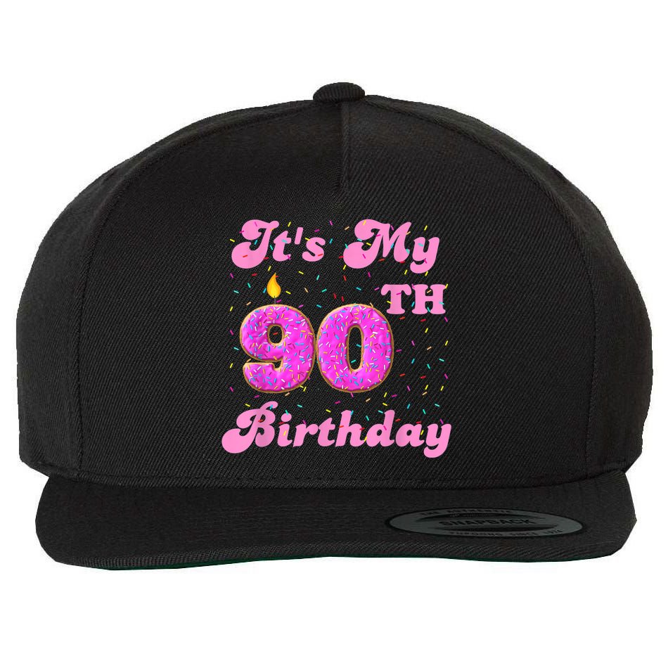It's My 90th Birthday Donut 90 Years Old Bday Wool Snapback Cap