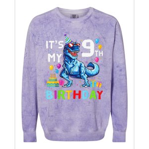 Its My 9th Birthday Happy 9 Year TRex Colorblast Crewneck Sweatshirt