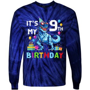 Its My 9th Birthday Happy 9 Year TRex Tie-Dye Long Sleeve Shirt