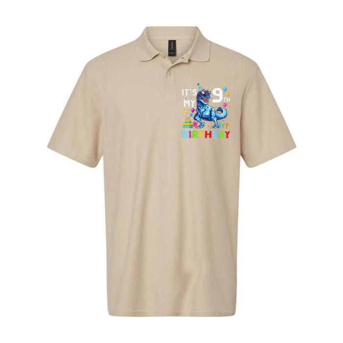 Its My 9th Birthday Happy 9 Year TRex Softstyle Adult Sport Polo