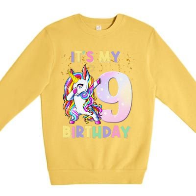 It's My 9th Birthday Unicorn 9 Year Olds Outfit Premium Crewneck Sweatshirt