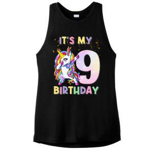 It's My 9th Birthday Unicorn 9 Year Olds Outfit Ladies PosiCharge Tri-Blend Wicking Tank