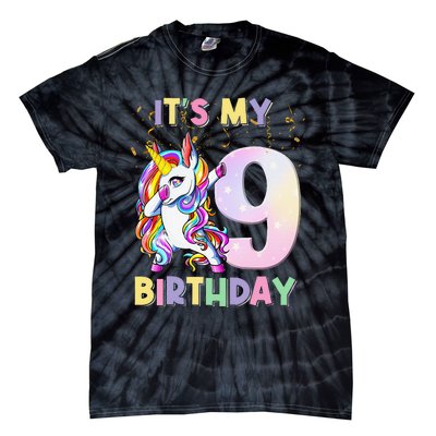 It's My 9th Birthday Unicorn 9 Year Olds Outfit Tie-Dye T-Shirt