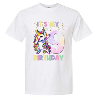 It's My 9th Birthday Unicorn 9 Year Olds Outfit Garment-Dyed Heavyweight T-Shirt