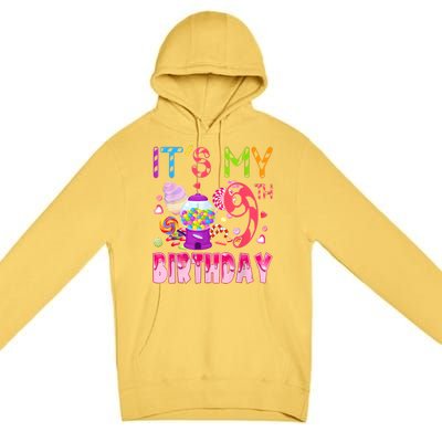 Its My 9th Birthday Candy Candyland Birthday Girl 9 Year Old Premium Pullover Hoodie