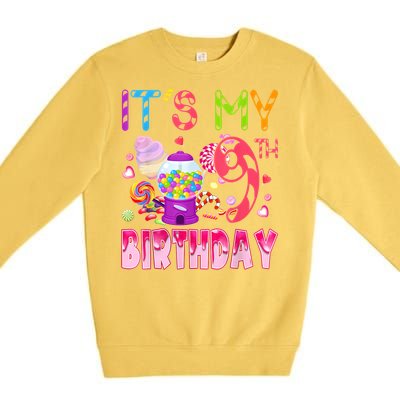 Its My 9th Birthday Candy Candyland Birthday Girl 9 Year Old Premium Crewneck Sweatshirt