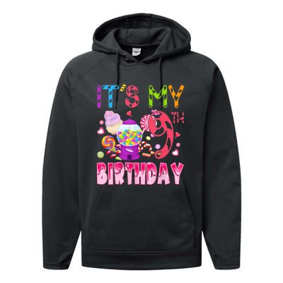 Its My 9th Birthday Candy Candyland Birthday Girl 9 Year Old Performance Fleece Hoodie