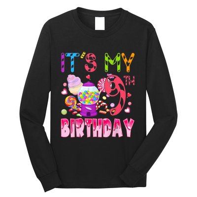 Its My 9th Birthday Candy Candyland Birthday Girl 9 Year Old Long Sleeve Shirt