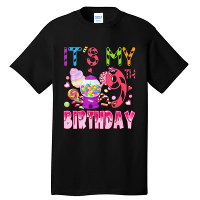 Its My 9th Birthday Candy Candyland Birthday Girl 9 Year Old Tall T-Shirt