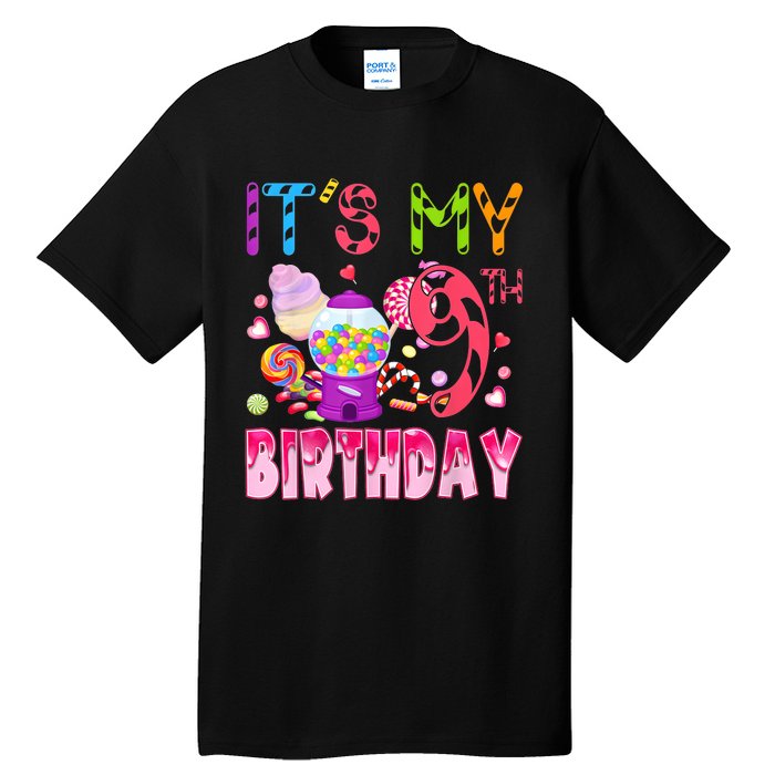 Its My 9th Birthday Candy Candyland Birthday Girl 9 Year Old Tall T-Shirt