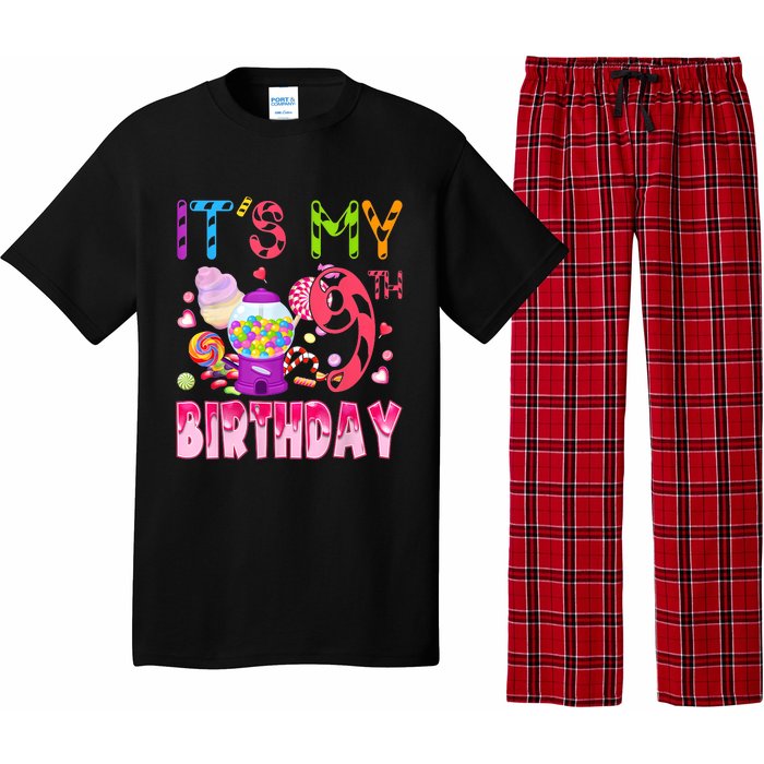 Its My 9th Birthday Candy Candyland Birthday Girl 9 Year Old Pajama Set