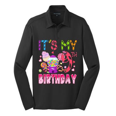 Its My 9th Birthday Candy Candyland Birthday Girl 9 Year Old Silk Touch Performance Long Sleeve Polo