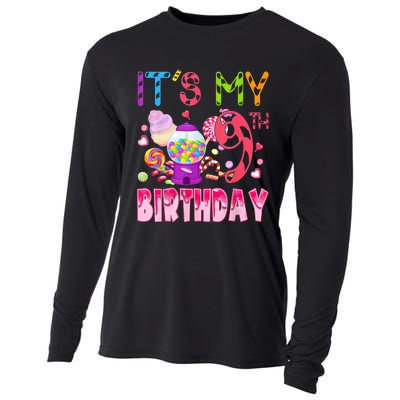 Its My 9th Birthday Candy Candyland Birthday Girl 9 Year Old Cooling Performance Long Sleeve Crew