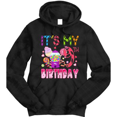 Its My 9th Birthday Candy Candyland Birthday Girl 9 Year Old Tie Dye Hoodie