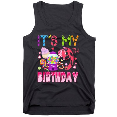 Its My 9th Birthday Candy Candyland Birthday Girl 9 Year Old Tank Top