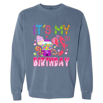 Its My 9th Birthday Candy Candyland Birthday Girl 9 Year Old Garment-Dyed Sweatshirt