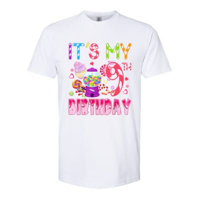 Its My 9th Birthday Candy Candyland Birthday Girl 9 Year Old Softstyle CVC T-Shirt