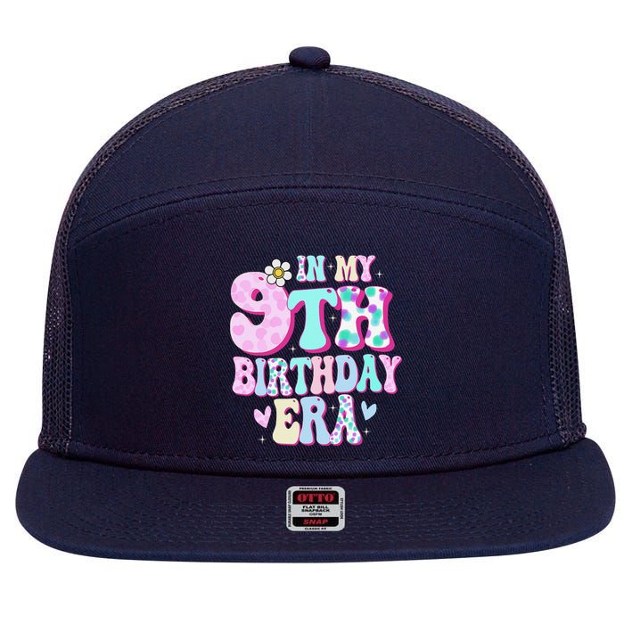 In My 9th Birthday Era Girl Gifts Nine Bday 9 Year Old 7 Panel Mesh Trucker Snapback Hat