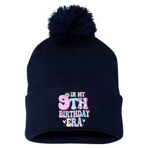 In My 9th Birthday Era Girl Gifts Nine Bday 9 Year Old Pom Pom 12in Knit Beanie