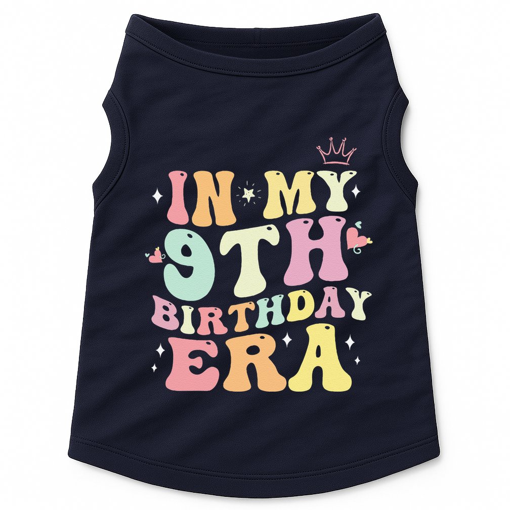 In My 9th Birthday Era Nine 9 Years Old Birthday Gifts Girl Doggie Tank